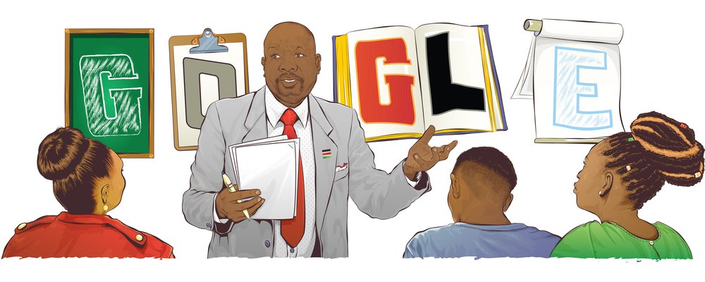 Image of Joe Impressions' Google Doodle honoring the late professor Okoth Okombo