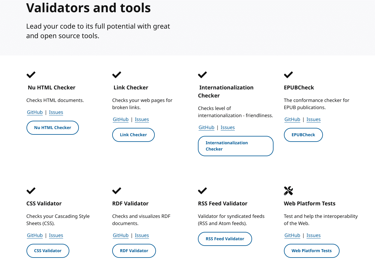 Validators and tools