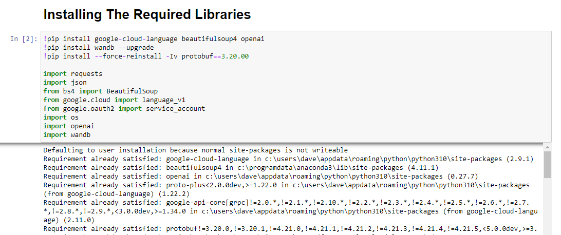 Installing the required libraries