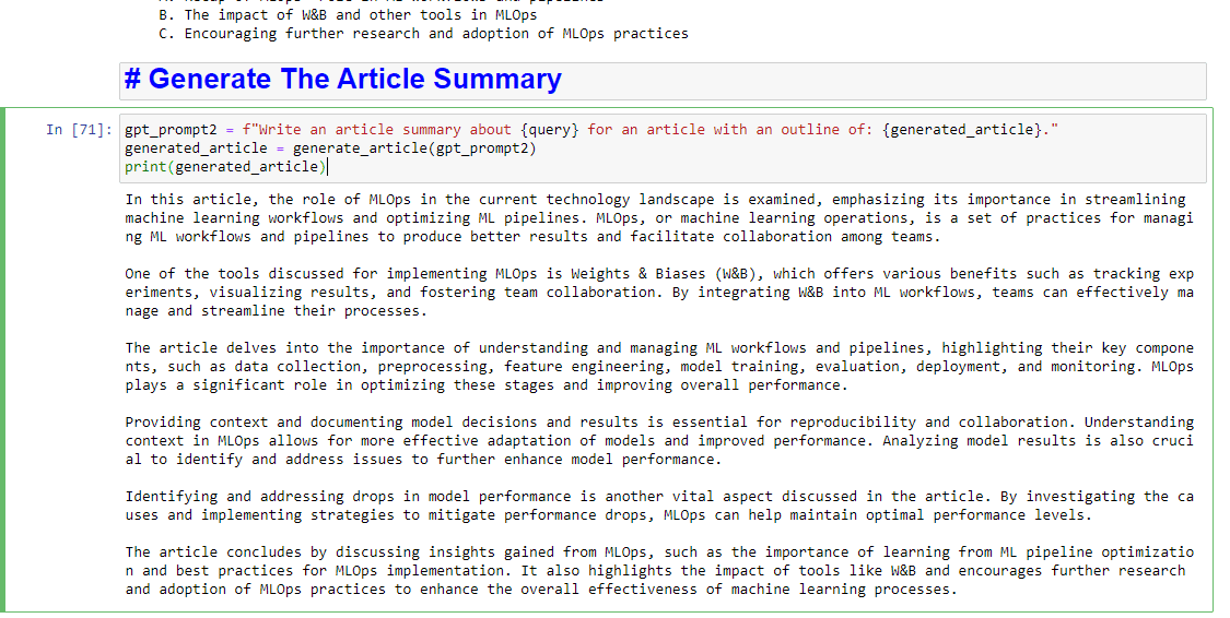 Generate the article summary