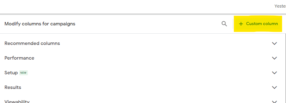 Google Ads - Add custom column