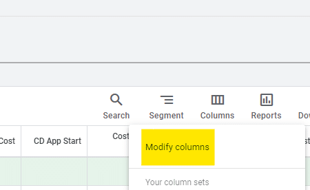 Google Ads - Modify columns