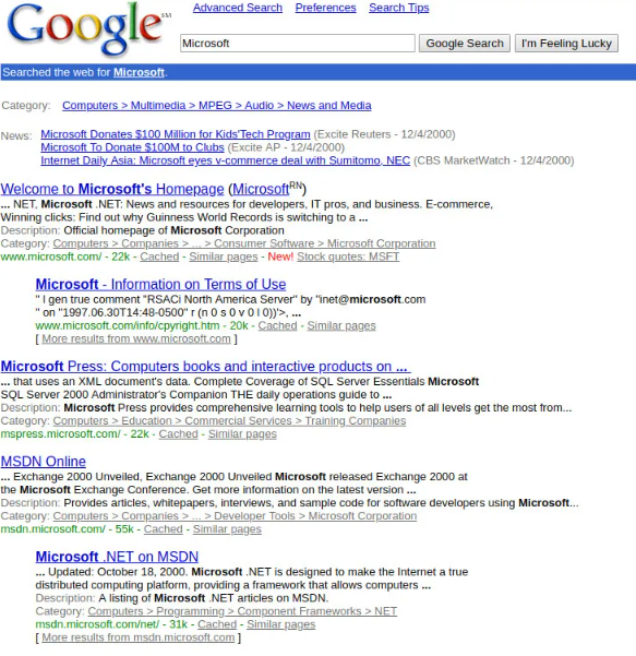 Google Search - 10 blue links