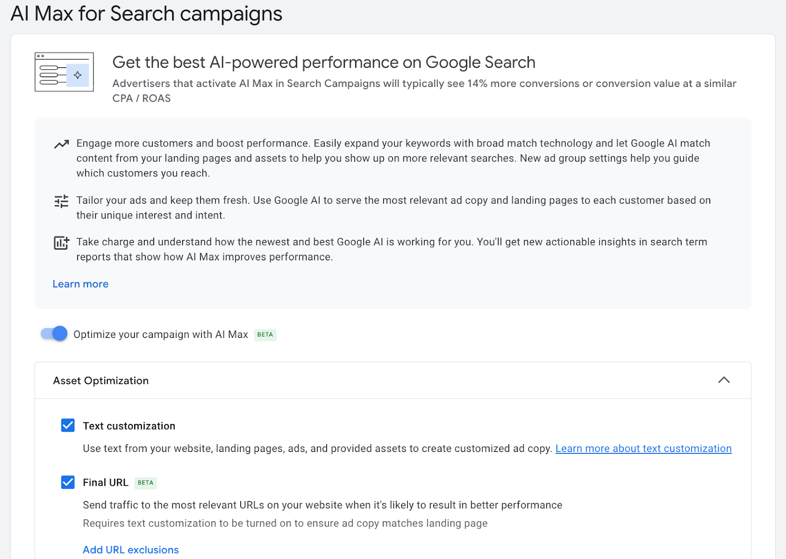 AI Max for Search campaigns in Google Ads