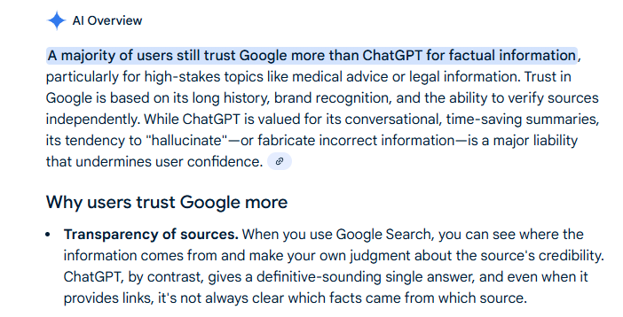 AI Overview - ChatGPT vs Google