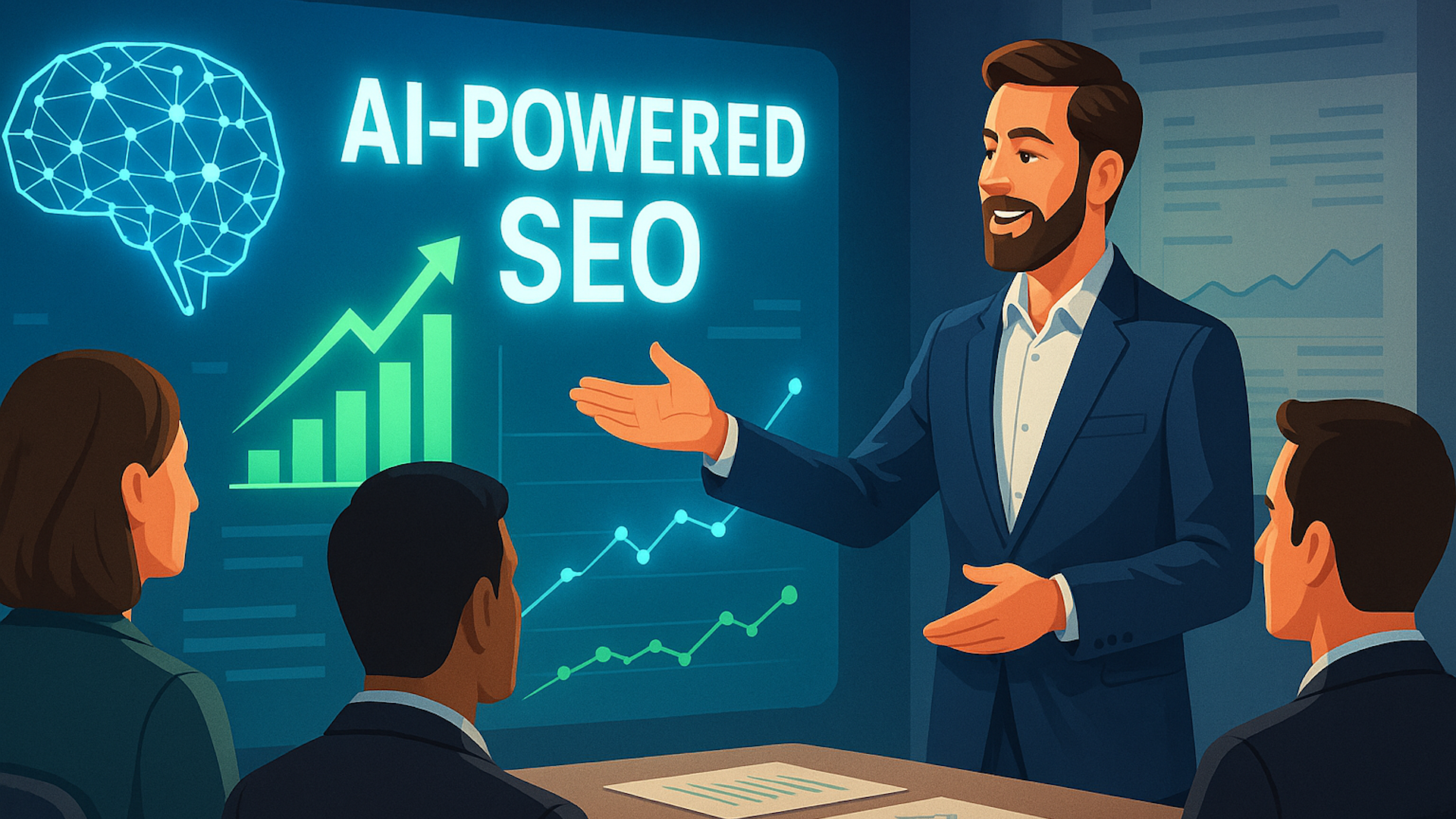 Selling AI-powered SEO concept