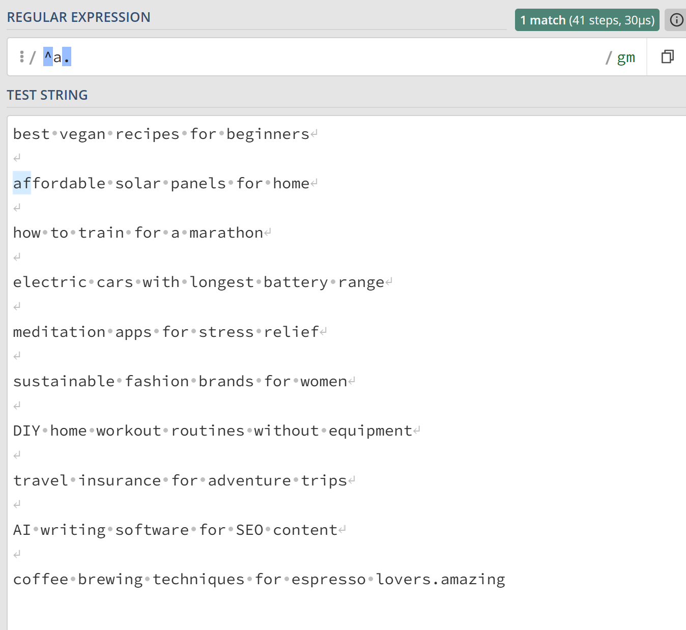 Regex usage - Example 2