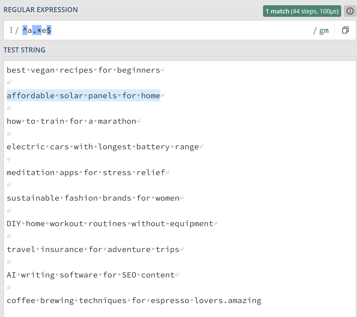 Regex usage - Example 3