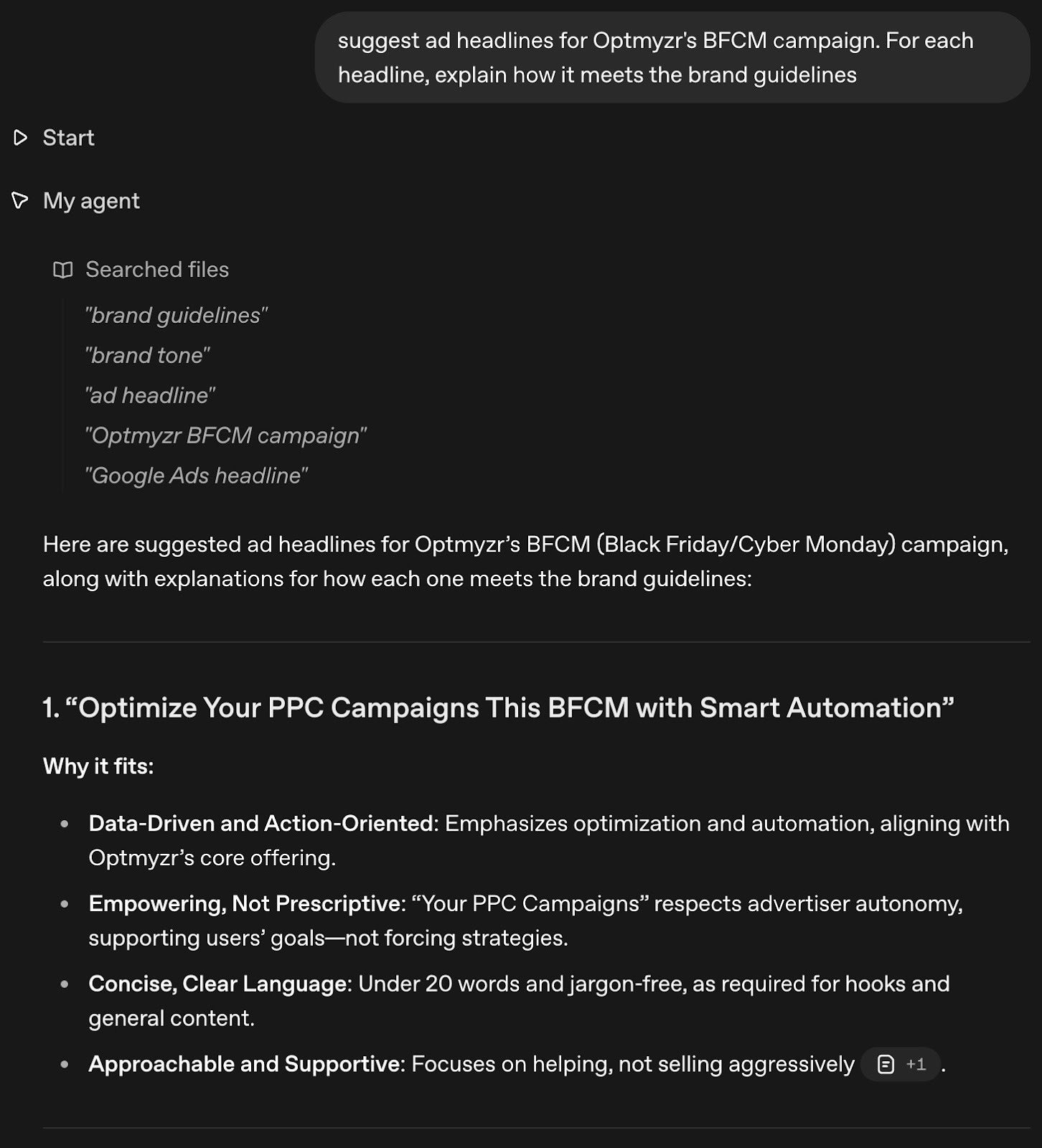 Agent Builder - Interacting with the agent