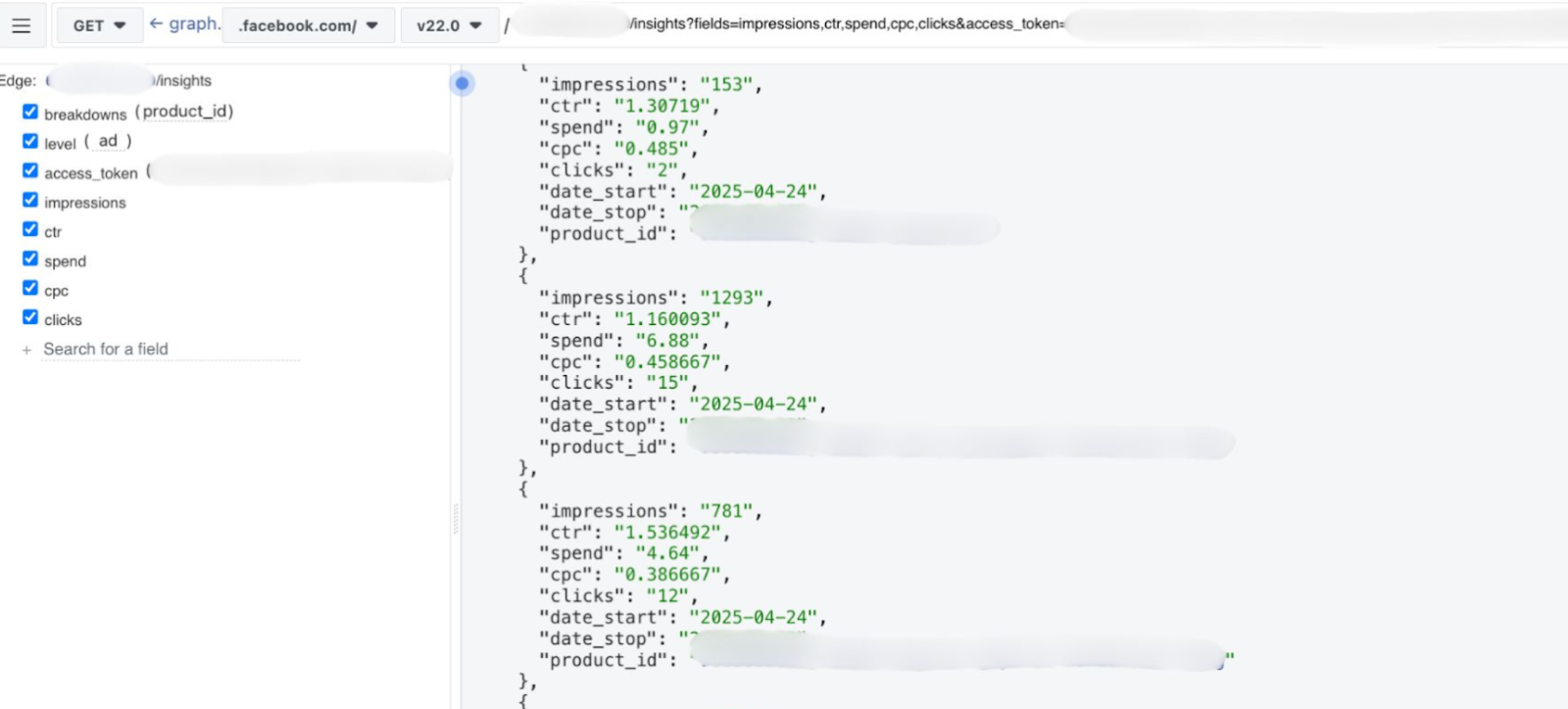 Meta Marketing API - SKU-level data