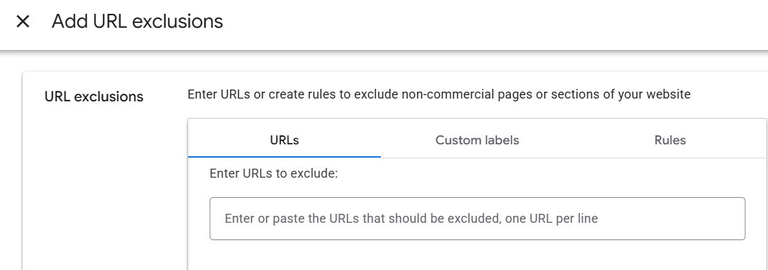 Google Ads - Add URL exclusions