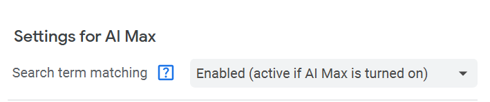 Google Ads - Settings for AI Max